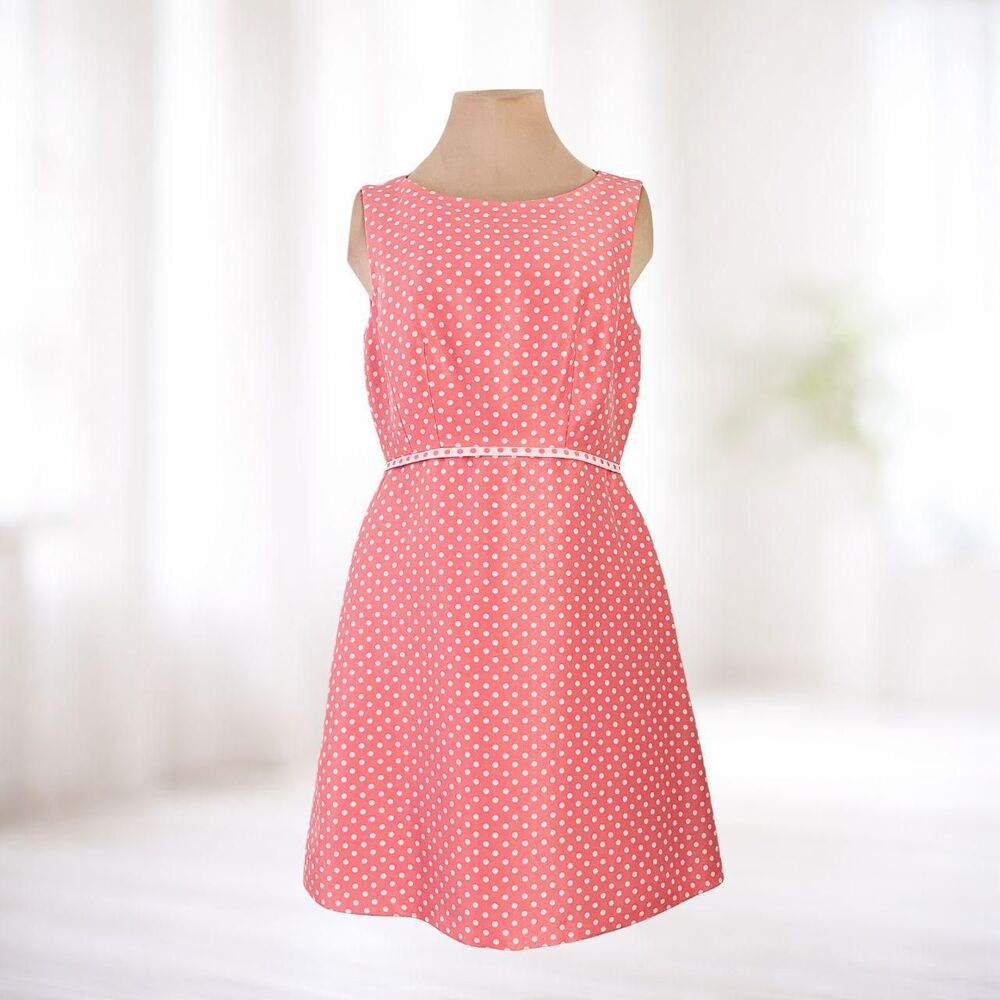 Pink & White Polka Dot Dress 4P Sleeveless Retro Derby Soft Girl Hamptons